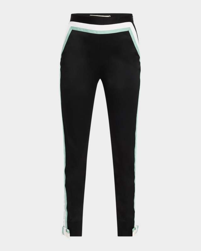 Jac Side-Stripe Bow Skinny-Leg Ankle Pants